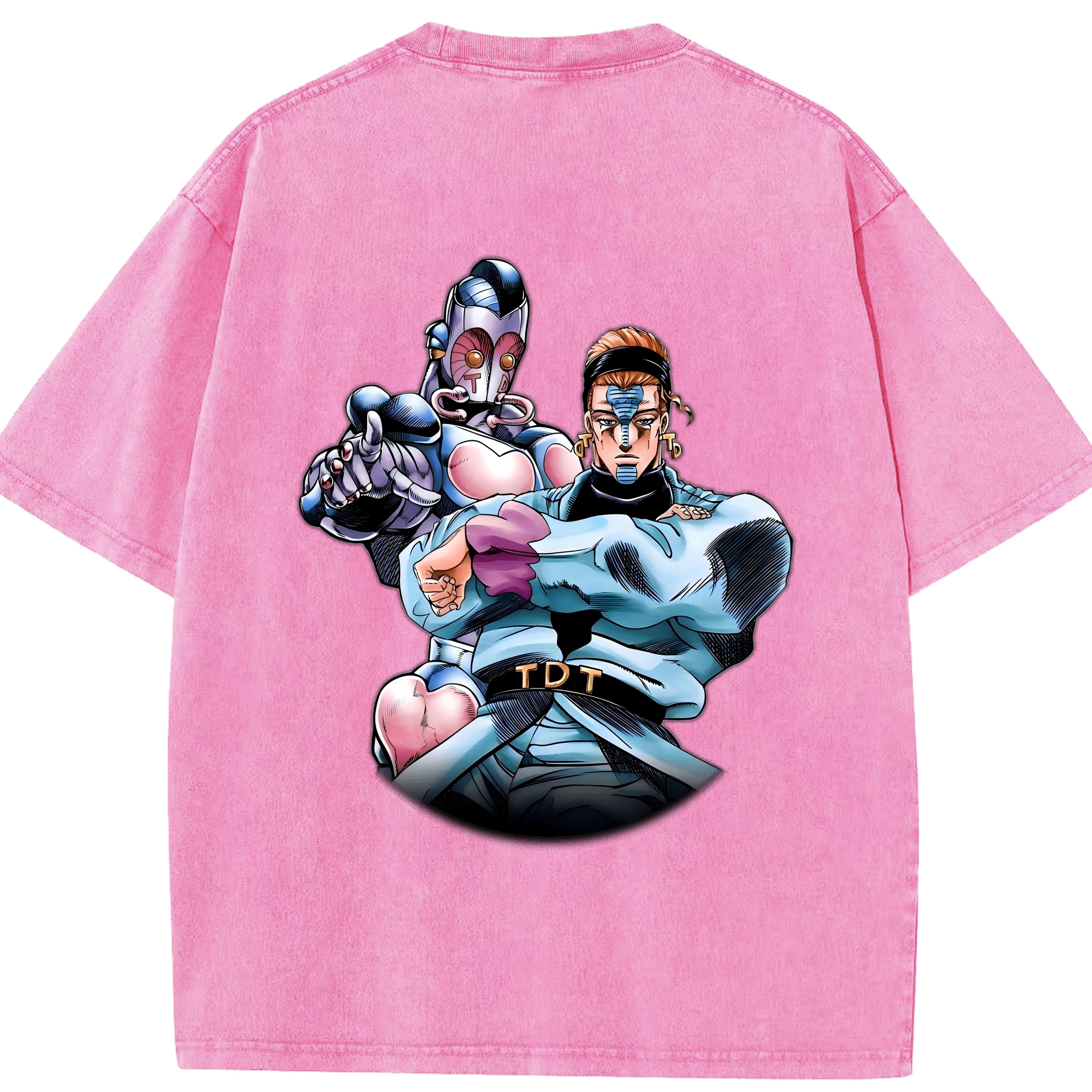（画像用） ジョジョの奇妙な冒険 ひがしかた じょうすけ JoJo's Bizarre Adventure Higashikata Josuke 綿100% ヴィンテージ風 半袖Tシャツ（背面プリント）